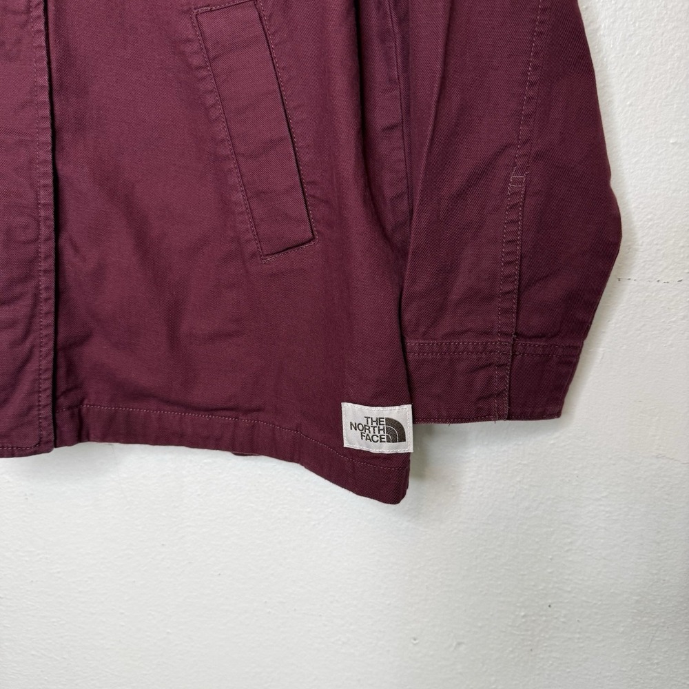 The North Face Shipler Jacket Maroon Anorak Hooded Cotton Zip Snap Womens Large - Picture 2 of 9